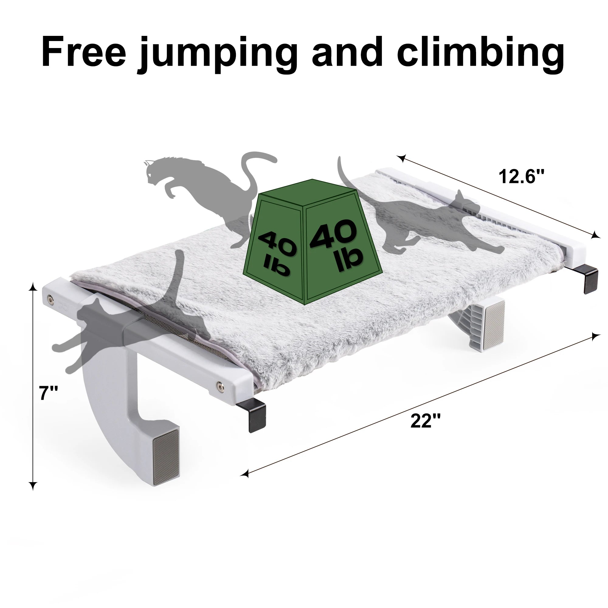 Adjustable Cat Window Bed | Large 55×35 cm Cat Hammock | 2-Sided Cushion | Holds up to 18 kg | PVC Sturdy Cat Window Seat