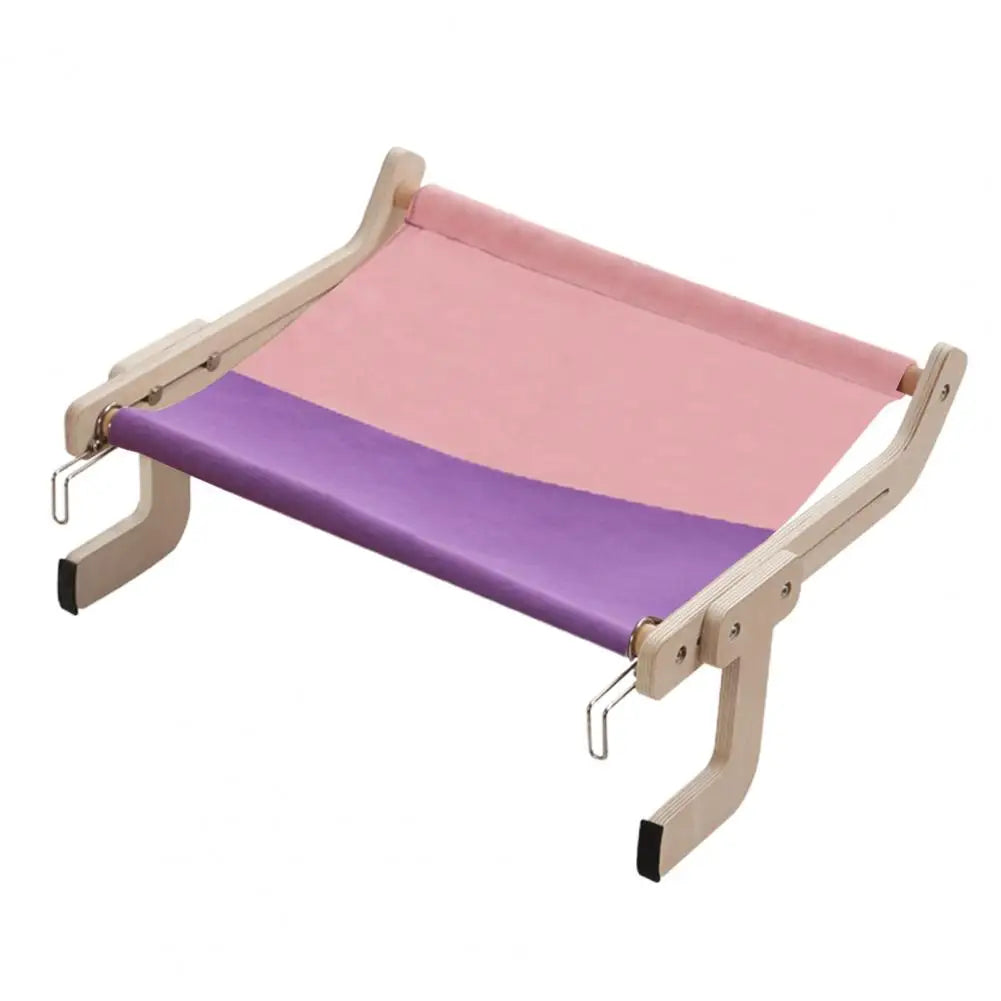Hanging Cat Hammock | Removable Soft Window Perch for Cats | Strong Load-Bearing Wall Mount Cat Bed | Breathable Fabric | Wooden Design