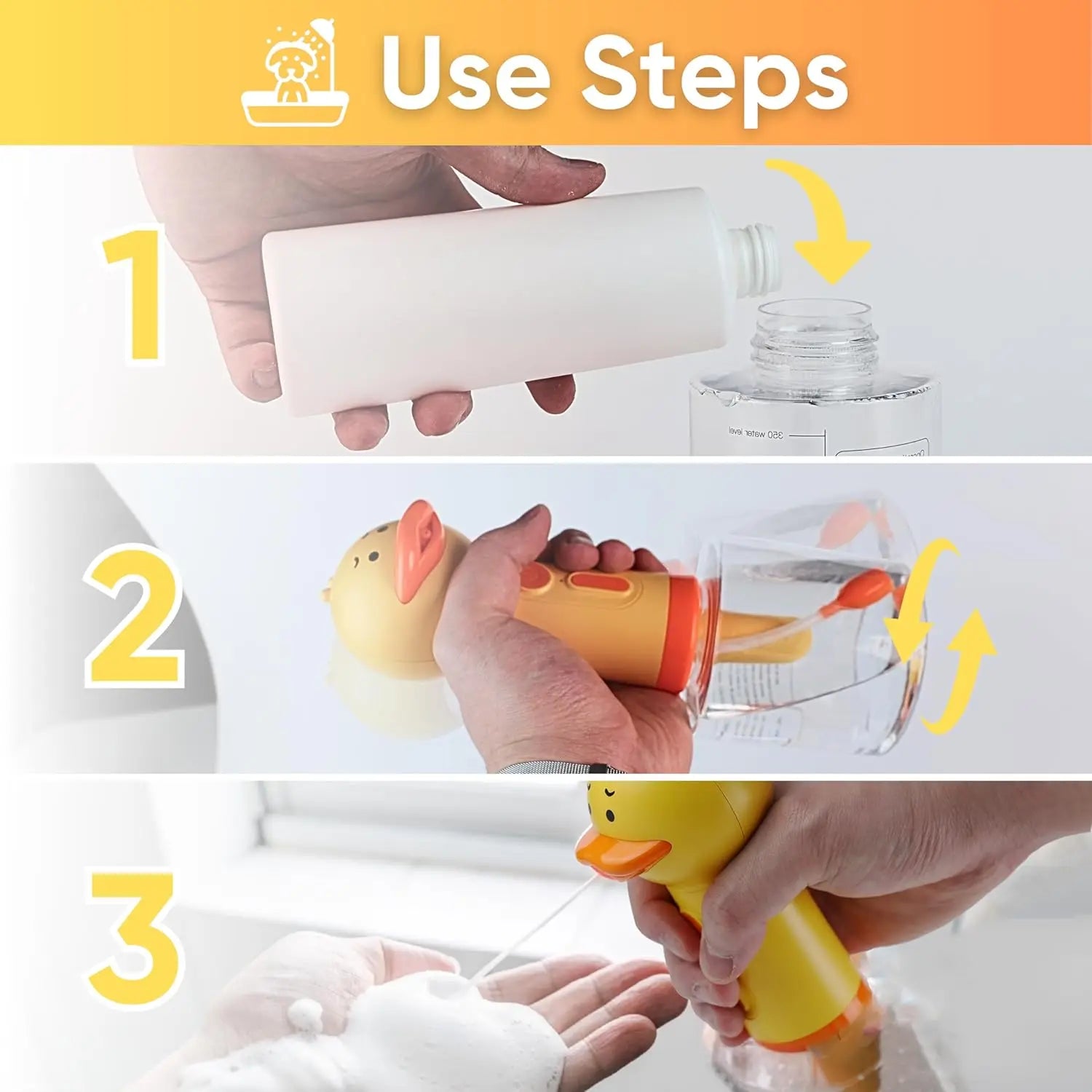 Automatic Foam Soap Dispenser for Pets | USB Charging Electric Cleaner for Dogs & Cats | Waterproof | Continuous Foam Dispensing