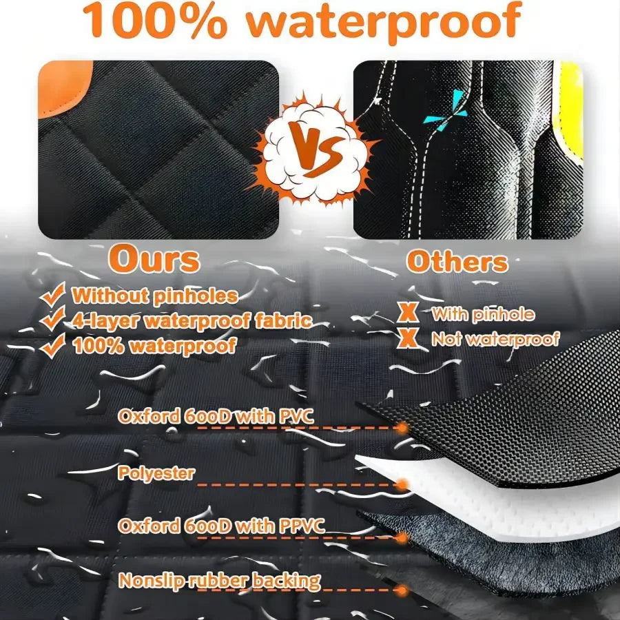 Waterproof Dog Car Seat Cover | Back Seat Hammock Protector | Mesh Window for Visibility | Side Zipper for Easy Access | Car Travel Accessories