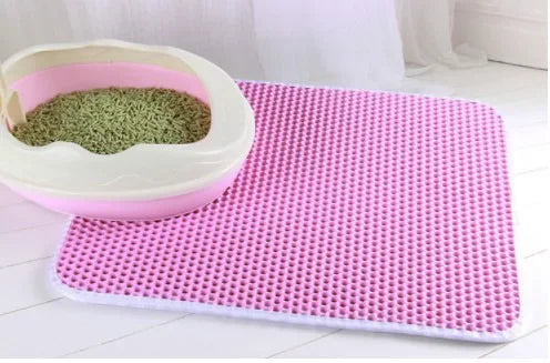 Double-Layer Cat Litter Mat | Waterproof Non-Slip Cat Pad | Washable Litter Box Mat | Plastic PU Cat Mat | Honeycomb Design | Eco-Friendly Cat Cleaning Pad | Cat Accessories with Gift